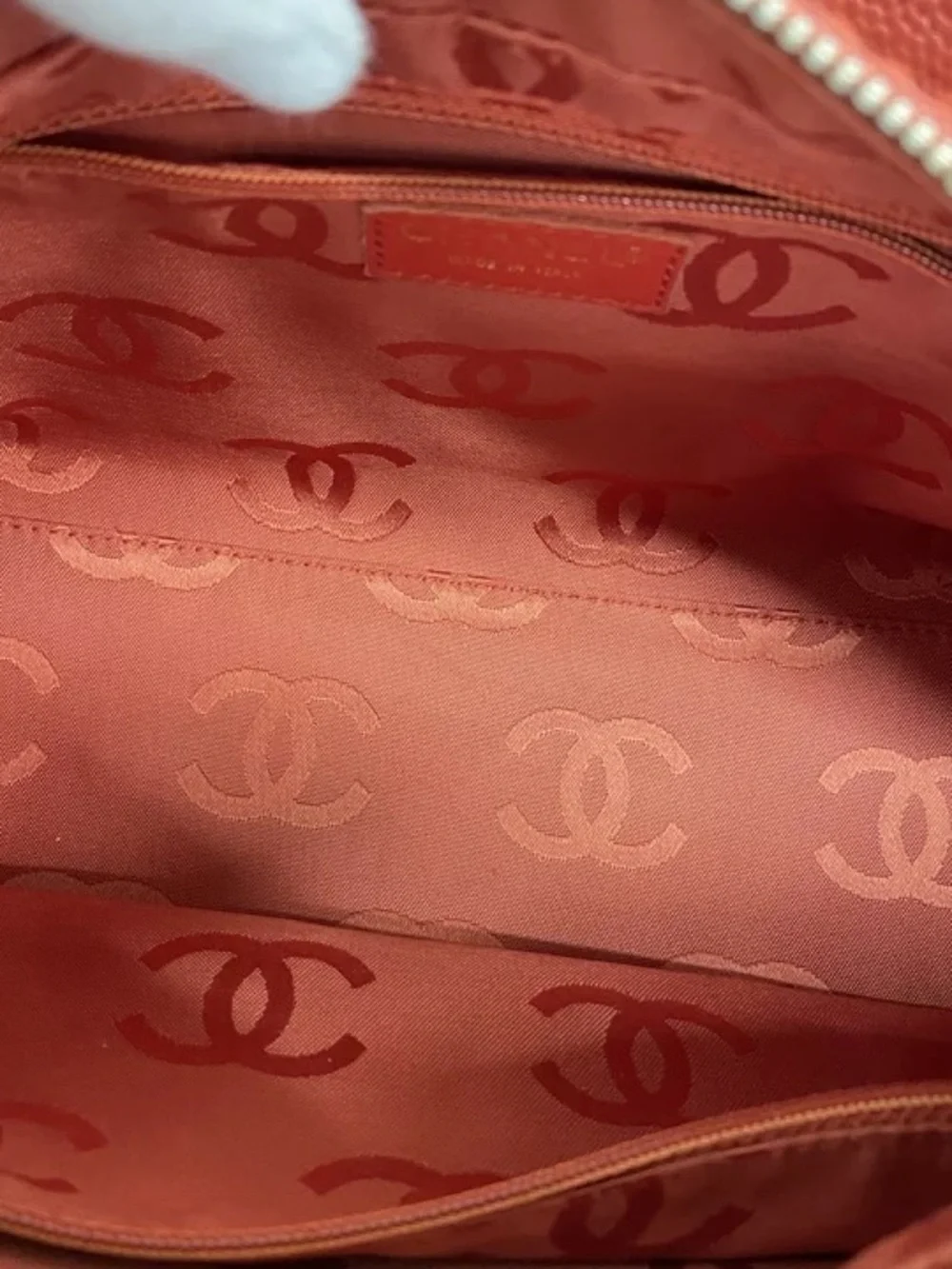 Authentic CHANEL mini red leather wood links mini bag